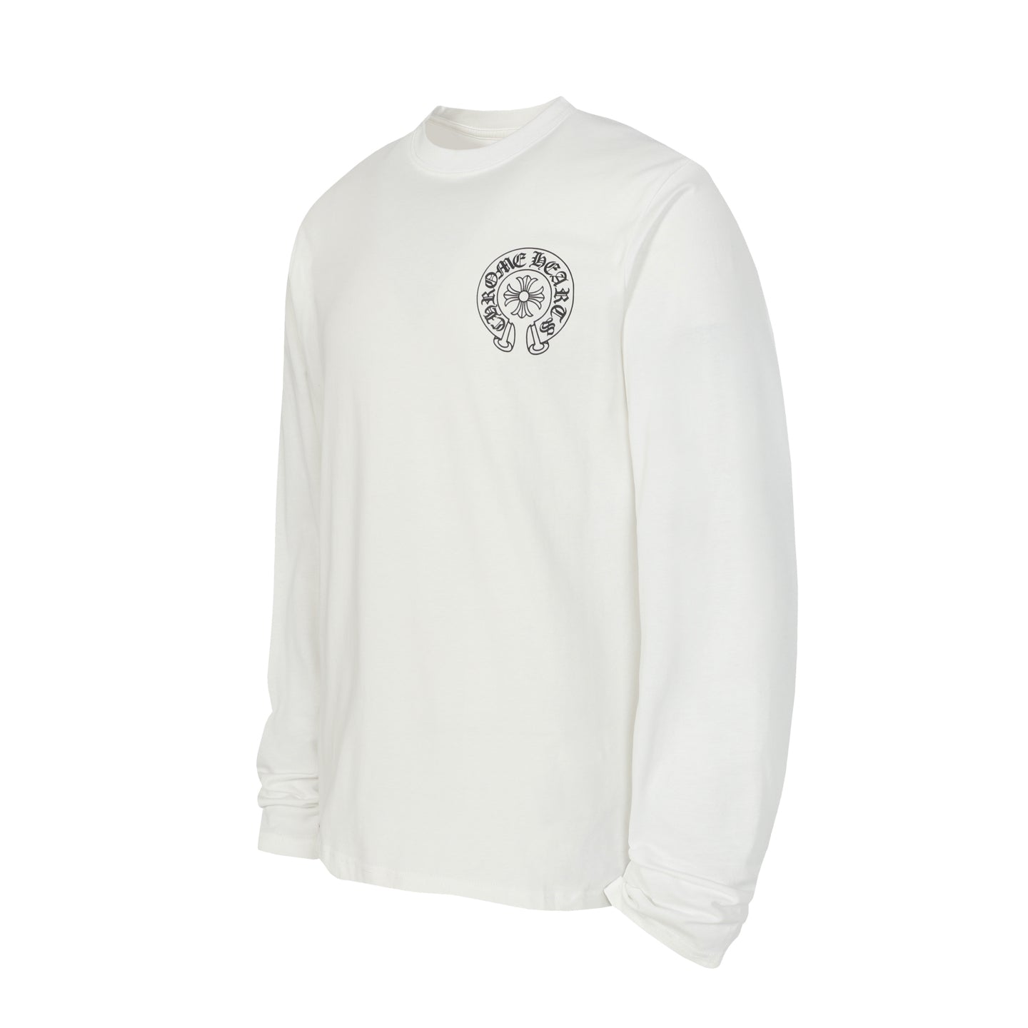 Chrome-Hearts Logo Flag Long Sleeve Tee - Black White Gothic Street T-Shirt K2126
