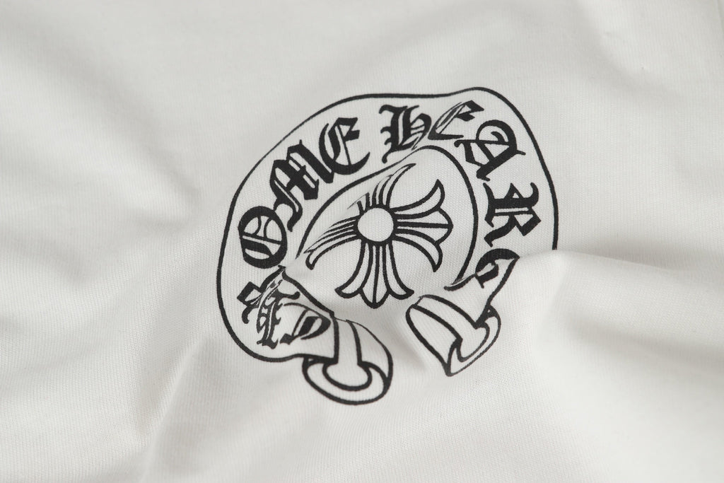 Chrome-Hearts Logo Flag Long Sleeve Tee - Black White Gothic Street T-Shirt K2126